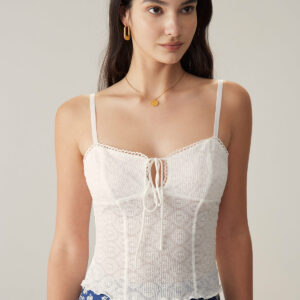 White Jacquard Lace Camis